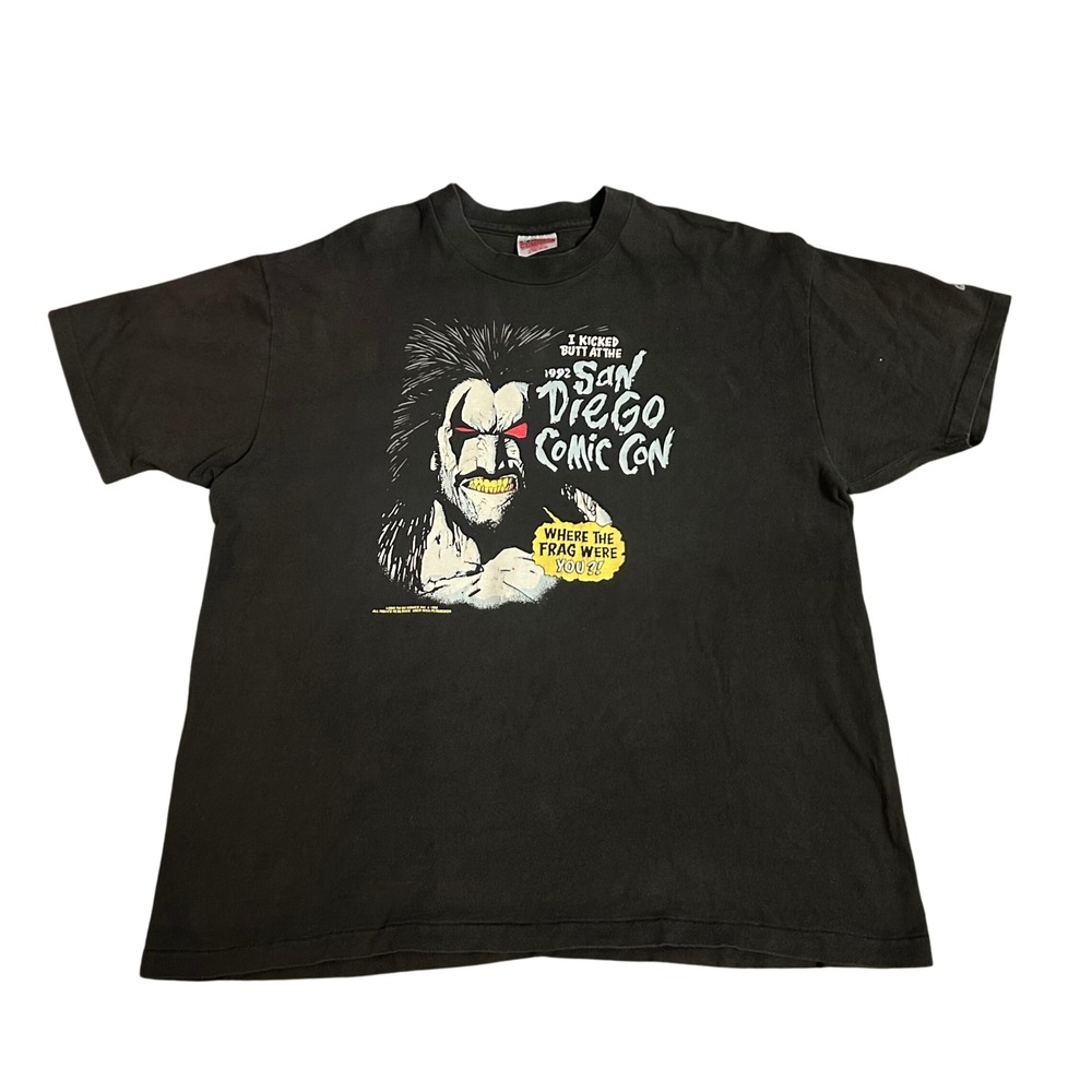 Vintage 1992 Lobo DC Comics San Diego Comic Con T-Shirt XL Hanes Graphitti Black